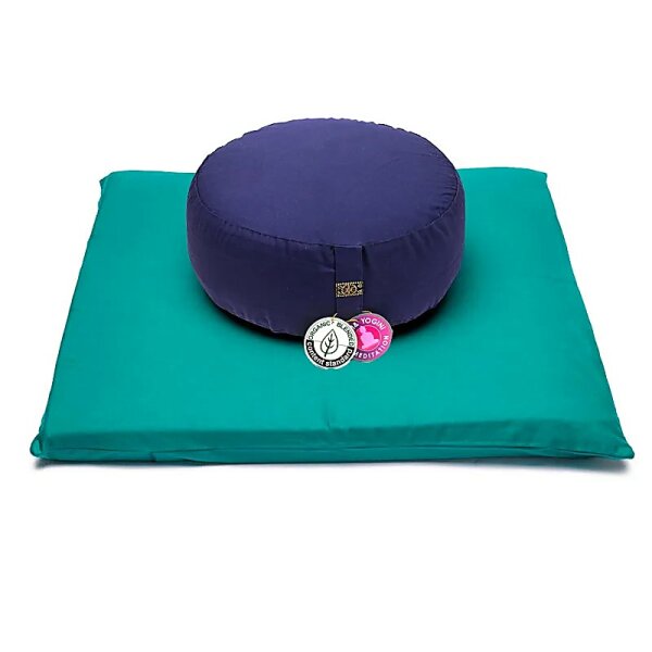 Meditations SET grün/ indigo Baumwolle BIO (OCS) --  65x65x5 cm; ±2500 g