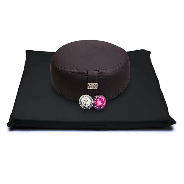 Meditations SET schwarz/ schwarz Baumwolle BIO (OCS) -- 65x65x5 cm; ±2500 g