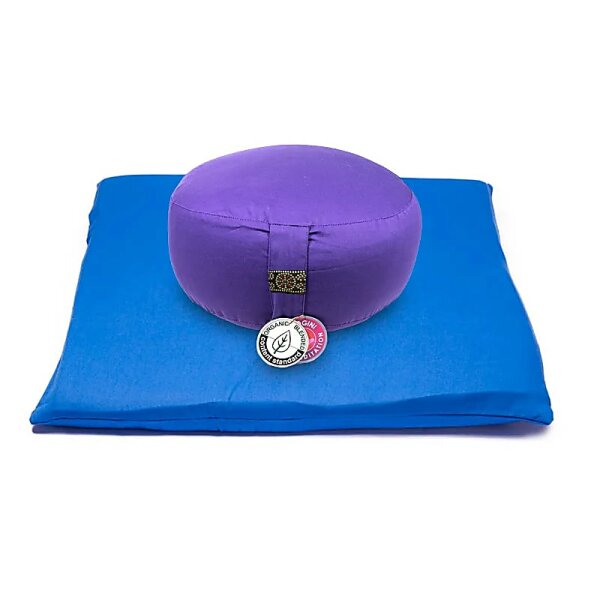 Meditations SET violett/ blau Baumwolle BIO (OCS) -- 65x65x5 cm; ±2500 g
