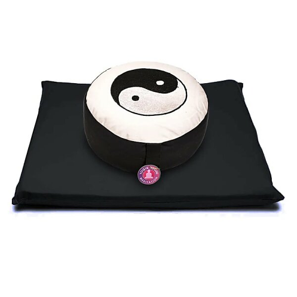 Meditations SET Yin Yang Symbol creme schwarz -- 65x65x5 cm