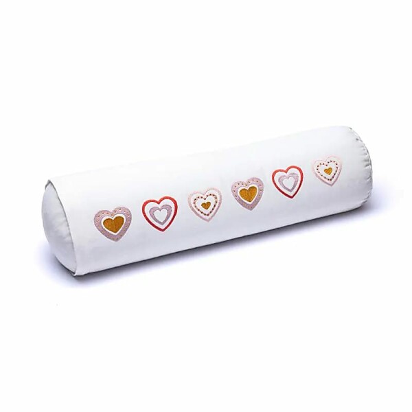 Meditationsbolster weiß Herzen BIO Baumwolle (OCS) -- 60x16 cm; 2300g
