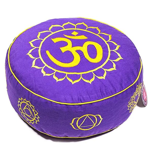 Meditationskissen 7 Chakren & OM gold/violett -- 33x17 cm