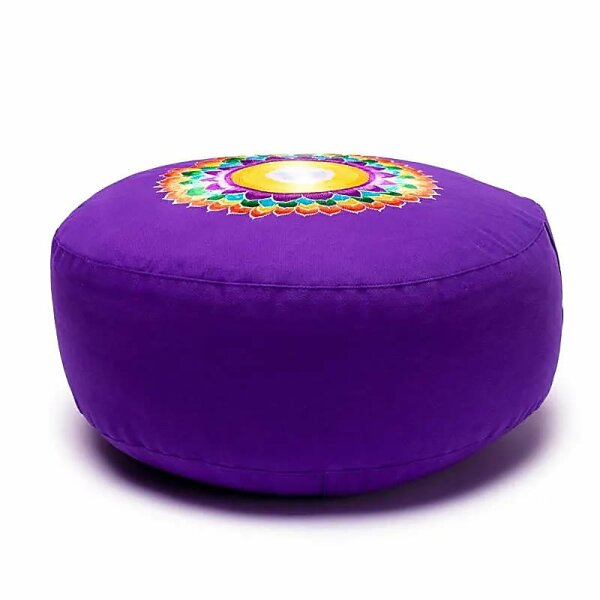 Meditationskissen 7. Chakra bestickt -- 33x17 cm