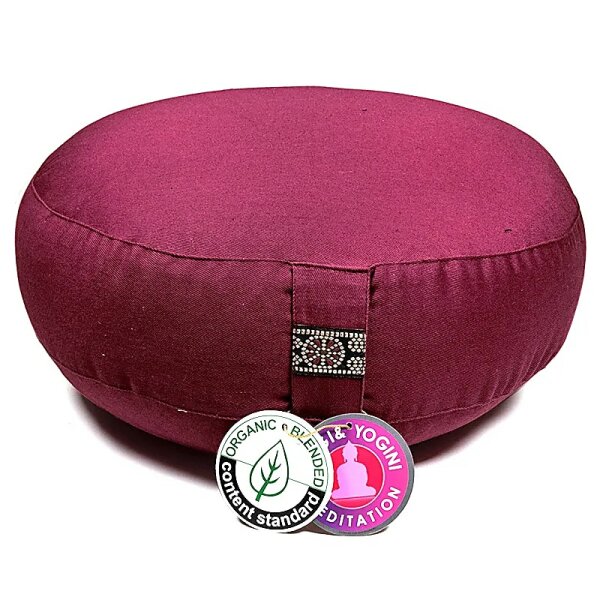 Meditationskissen aubergine flach Baumwolle BIO (OCS)  -- 2200g; 33x12cm