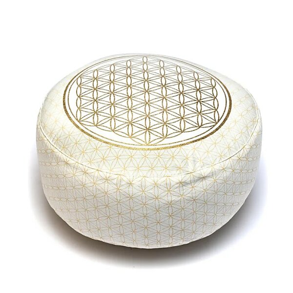 Meditationskissen Blume des Lebens Baumwolle BIO (OCS) -- 33x17 cm; ±2300 g