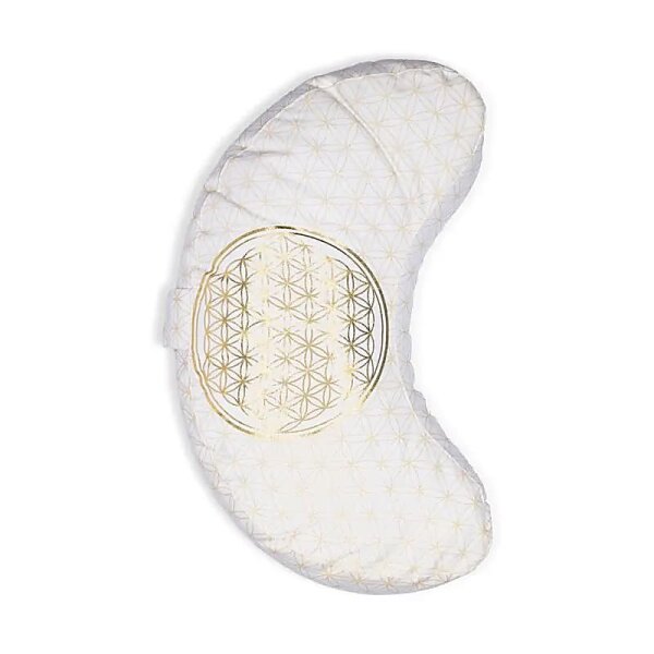 Meditationskissen Blume des Lebens Halbmond Bio-Baumwolle (OCS) -- 37x17x13cm; ±1210g