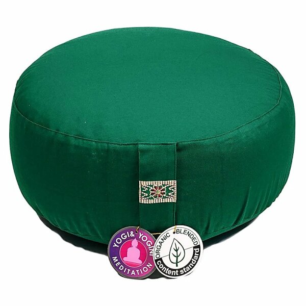 Meditationskissen dunkelgrün Baumwolle BIO (OCS) -- 33x17cm; ±2300g