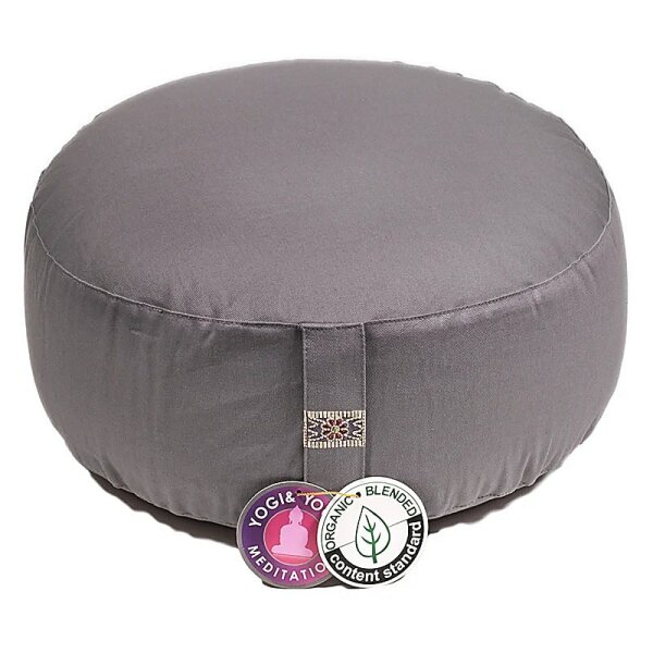 Meditationskissen grau Baumwolle BIO (OCS) -- 33x17cm; ±2300g