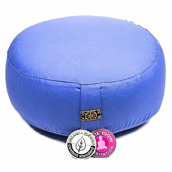 Meditationskissen hellblau Baumwolle BIO (OCS) -- 33x17cm; ±2300g