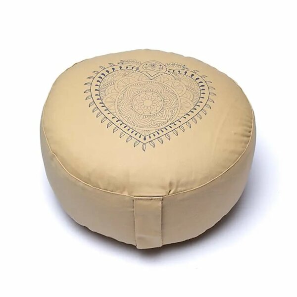 Meditationskissen Herz beige Bio-Baumwolle (OCS) -- 33x13 cm; 2100g