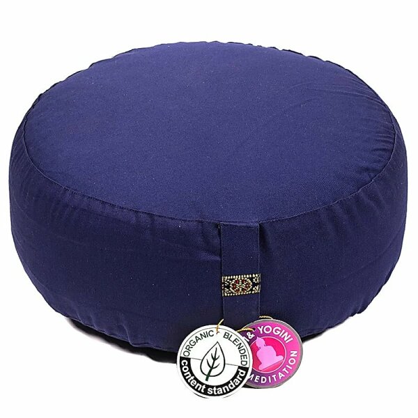 Meditationskissen indigo Baumwolle BIO (OCS) -- 33x17cm; ±2300g
