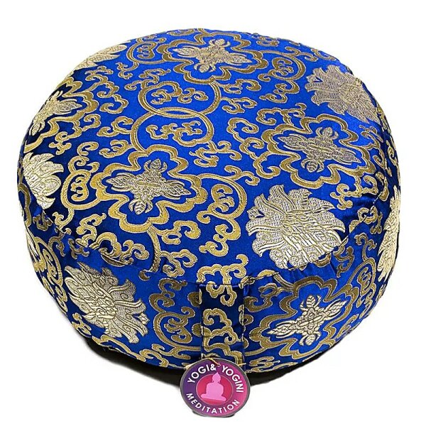 Meditationskissen Lotus Design blau -- 33x17 cm