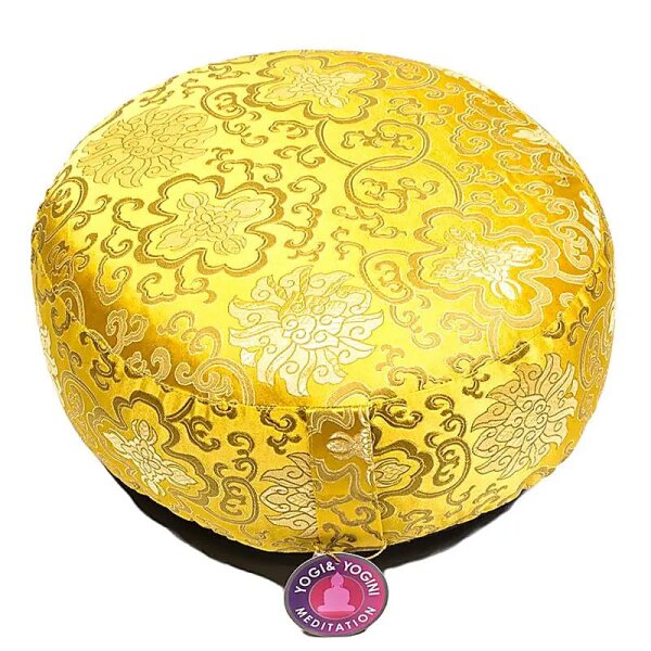 Meditationskissen Lotus Design Goldfarbig -- 33x17 cm