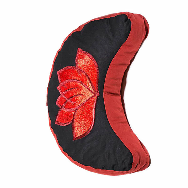 Meditationskissen Lotus rot/schwarz Halbmond -- 33x13 cm