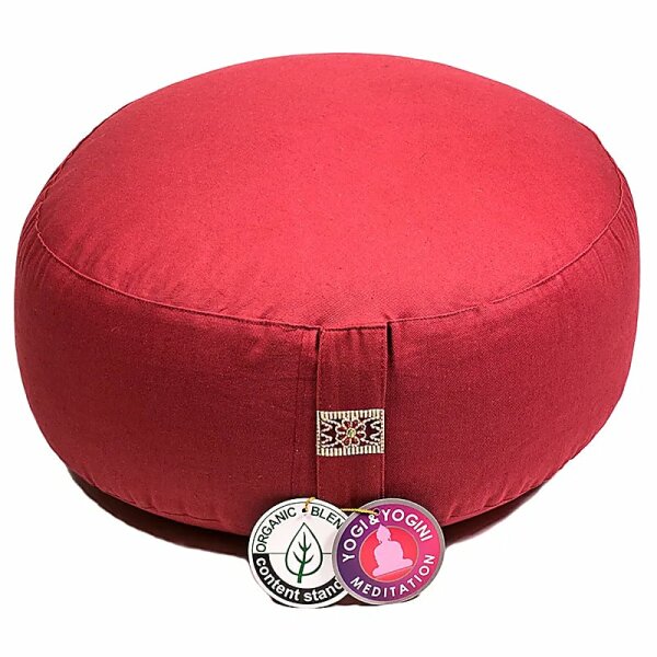 Meditationskissen rot Baumwolle BIO (OCS) -- 33x17cm; ±2300g