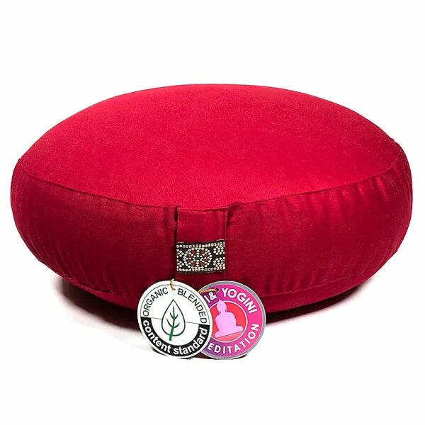 Meditationskissen rot flach Baumwolle BIO (OCS)  -- 2200 g; 33x12 cm