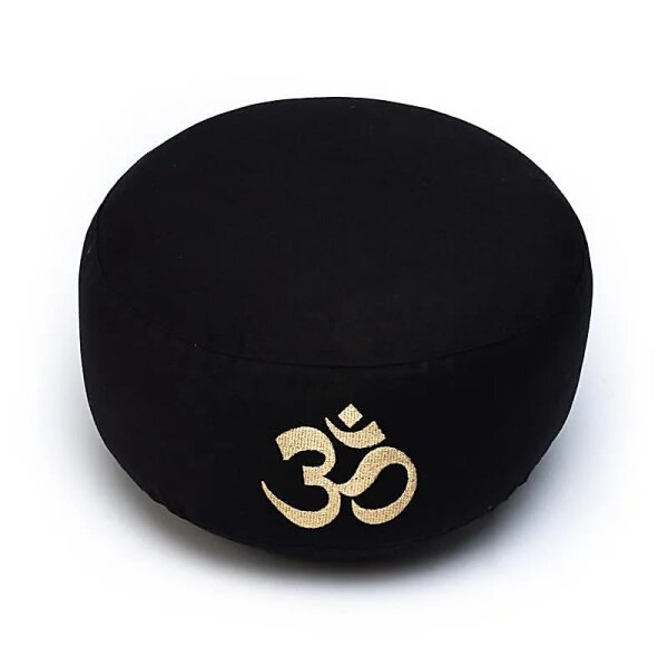 Meditationskissen scharz mit OM Baumwolle BIO (OCS) -- 33x17 cm; ±2300 g