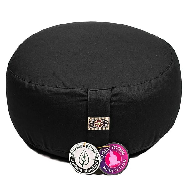 Meditationskissen schwarz Baumwolle BIO (OCS) -- 33x17cm; ±2300g