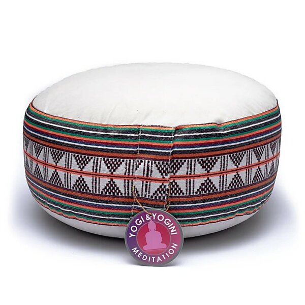 Meditationskissen Tribe-Motiv creme/bunt -- 33x17 cm