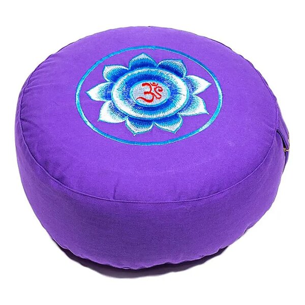 Meditationskissen violett mit OM-Symbol -- 33x17 cm