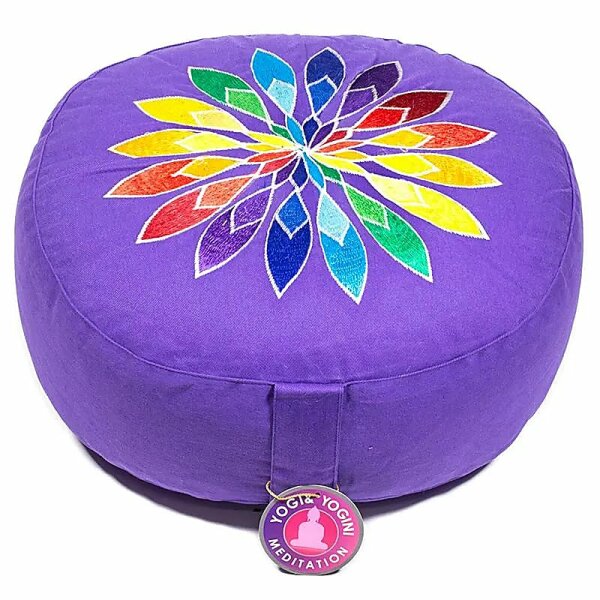 Meditationskissen violett Multicolor-Blume -- 33x17 cm