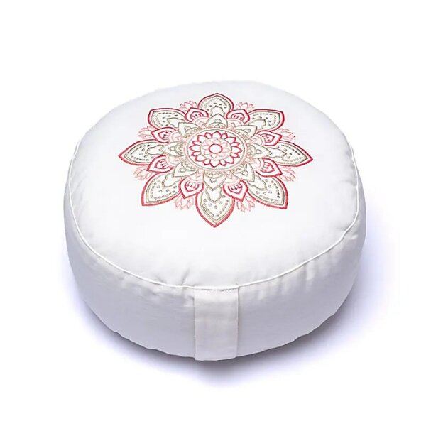 Meditationskissen weiß Mandala BIO Baumwolle (OCS) -- 33x17 cm; 2100g