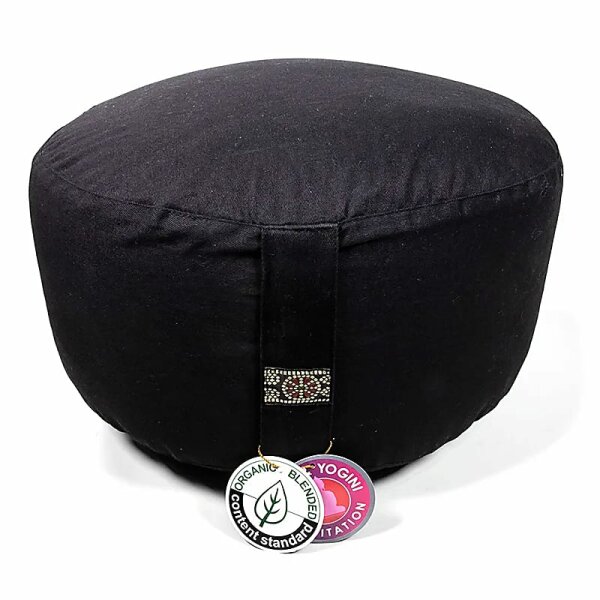 Meditationskissen XL schwarz Baumwolle BIO (OCS) -- 36x22cm; ±3290g