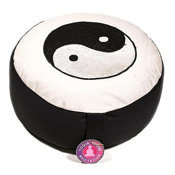 Meditationskissen Yin Yang schwarz/creme -- 33x17 cm