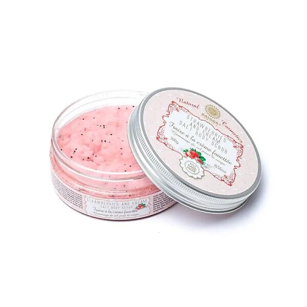 Meersalz Körperpeeling Erdbeeren mit Sahne -- 300g