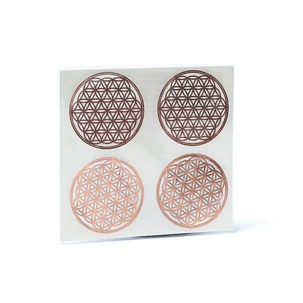 Metallener Aufkleber Blume des Lebens roségolden 4x -- 3,5cm