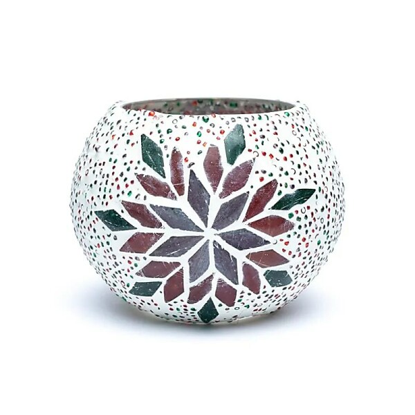 Mosaik Teelichthalter Blatt Mosaik -- 7,5cm