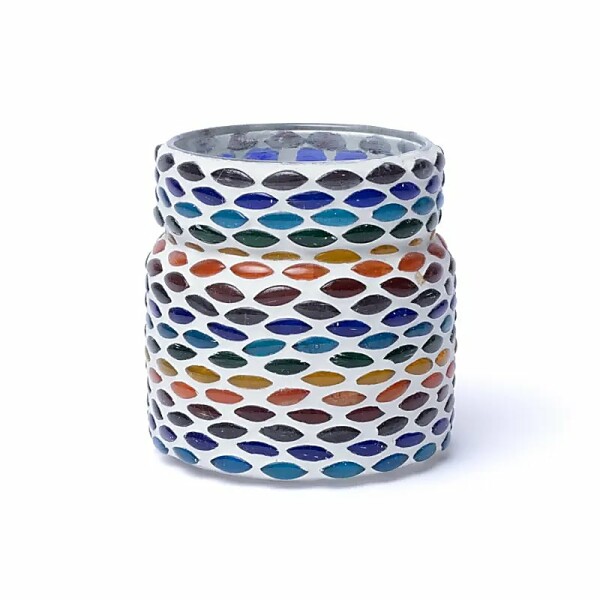 Mosaik Teelichthalter Chakra Farben -- 8cm