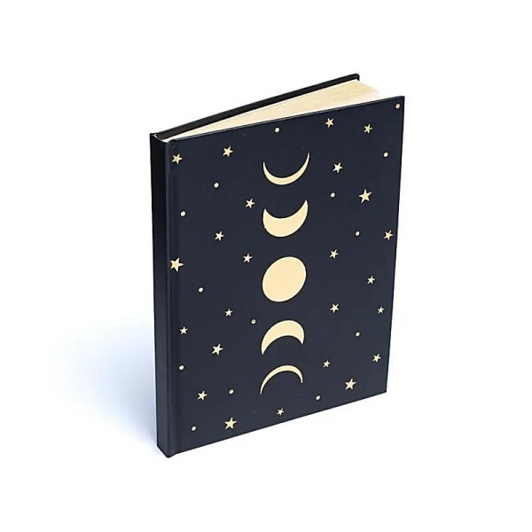 Notizbuch Mondphasen & Sterne schwarz -- 15x21 cm