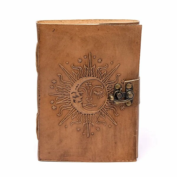 Notizbuch Sonne & Mond mit Kunstledereinband -- 250g; 18x13 cm