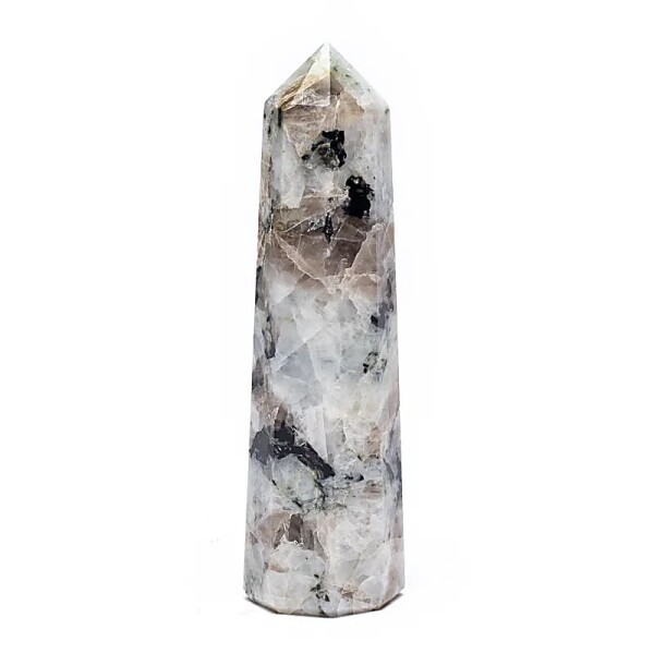 Obelisk Regenbogen-Mondstein -- ±7.5 - 10 cm