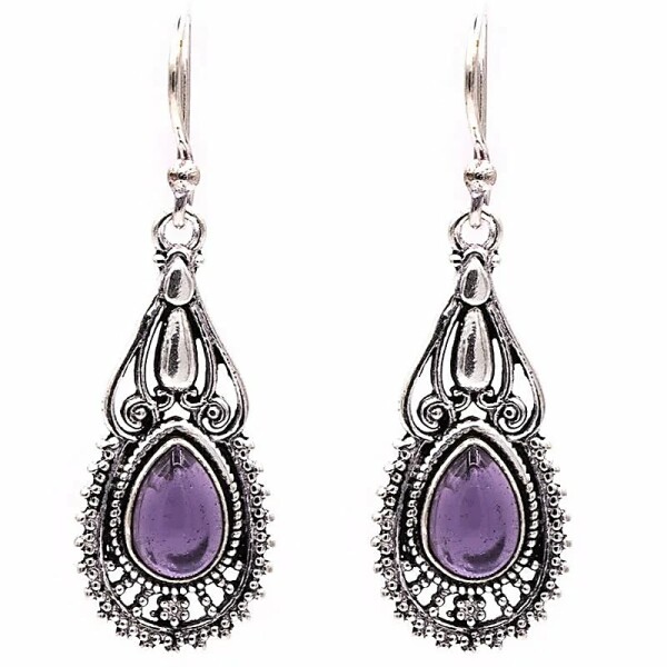 Ohrhänger Bohemien mit Amethyst -- 3x1.5 cm