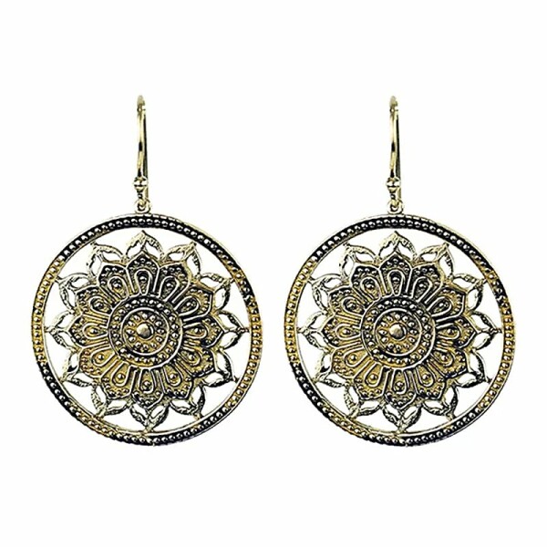 Ohrhänger Lotus Mandala Messing goldfarbig -- 3.5 cm