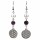 Ohrringe Bergkristall/Amethyst+Blume des Lebens -- 8mm