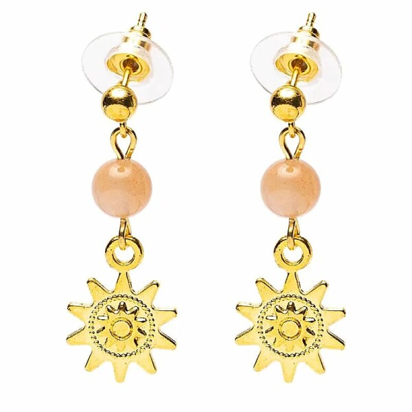 Ohrringe Sonnenstein und Sonne goldfarben -- ±2,5 cm