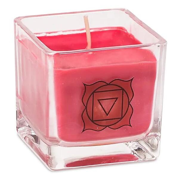 Ökologische Rapswachs-Duftkerze 1. Chakra -- ±260 g; 6x6x6 cm