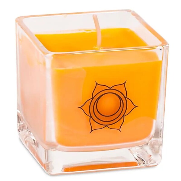 Ökologische Rapswachs-Duftkerze 2. Chakra -- ±260 g; 6x6x6 cm