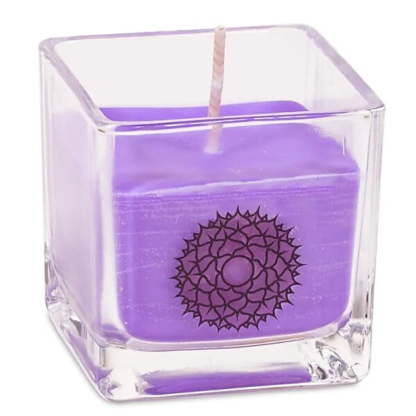 Ökologische Rapswachs-Duftkerze 7. Chakra -- ±260 g; 6x6x6 cm