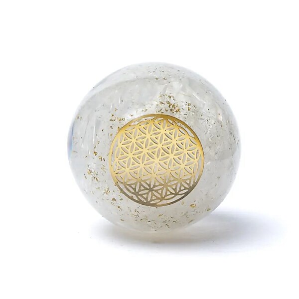 Orgonit Kugel Selenit Blume des Lebens -- ±5.5cm