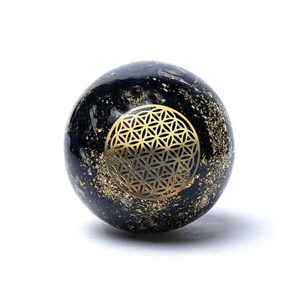 Orgonit Kugel Turmalin Blume des Lebens -- ±5.5cm