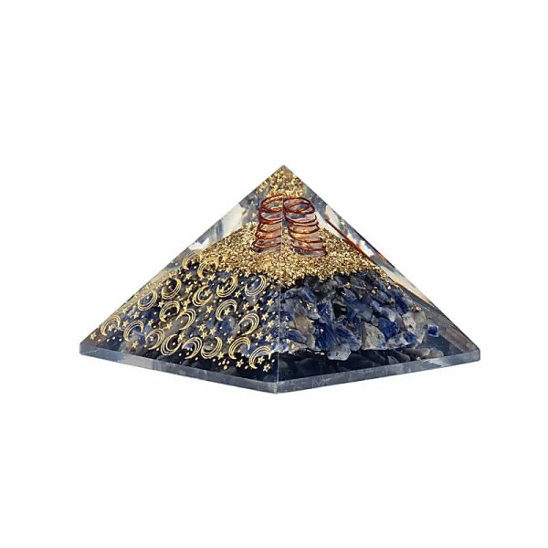 Orgonit Pyramide Sodalith mit Mond und Sternen -- 7,5x7,5x5cm