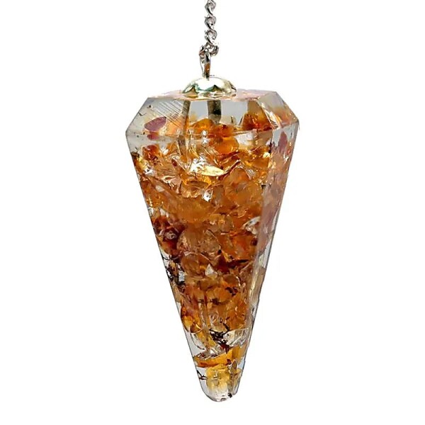 Orgonitpendel Citrin mit Facette spitz zulaufend -- 11 g; 4 cm