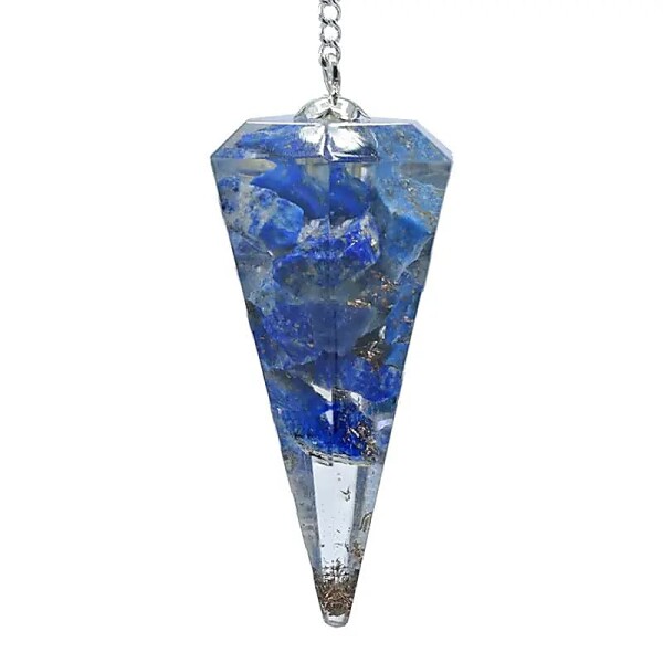 Orgonitpendel Lapislazuli mit Facette spitz -- 11 g; 4 cm