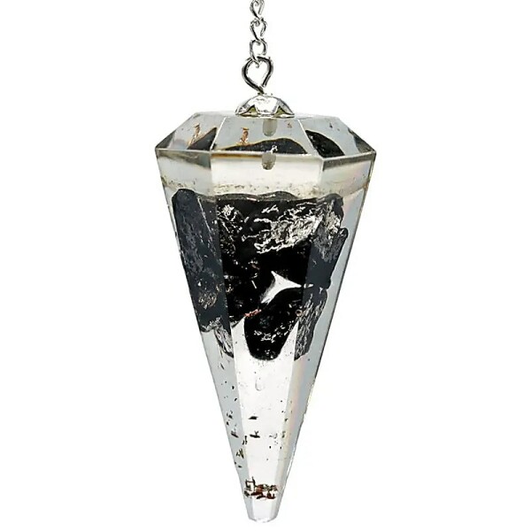 Orgonitpendel Schungit mit Facette spitz -- 11 g; 4 cm