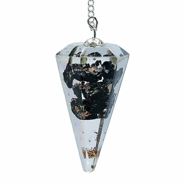 Orgonitpendel Schwarzer Turmalin mit Facette -- 11 g; 4 cm