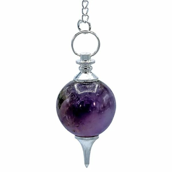 Pendel Amethyst Kugelform & Chakrakette -- 24 g; 4x2 cm